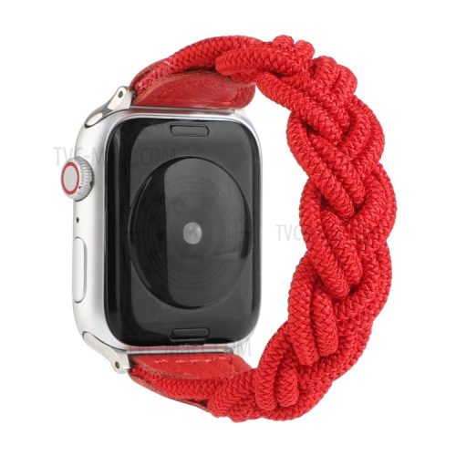 Elastic Woven Watch Band Replacement for Apple Watch Series 10 42mm / 9 8 7 41mm / 6 5 4 SE SE (2022) SE (2023) 40mm / 3 2 1 38mm - Red