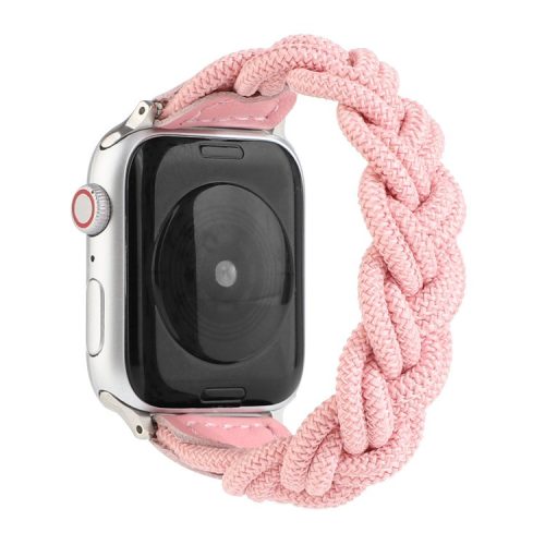 Elastic Woven Watch Band Replacement for Apple Watch Series 10 42mm / 9 8 7 41mm / 6 5 4 SE SE (2022) SE (2023) 40mm / 3 2 1 38mm - Pink