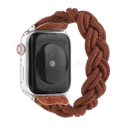 Elastic Woven Watch Band Replacement for Apple Watch Series 10 42mm / 9 8 7 41mm / 6 5 4 SE SE (2022) SE (2023) 40mm / 3 2 1 38mm - Brown