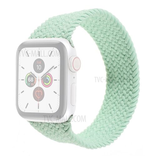 Braided Elastic Solo Loop Nylon Band Military Style Replacement Watch Strap for Apple Watch Ultra 49mm / Ultra 2 49mm / Series 9 45mm / SE (2023) 44mm / Series 8 / 7 45mm 6 / 5 / 4 / SE / SE (2022) 44mm / Series 3 / 2 / 1 42mm (Size: L) - Light Green