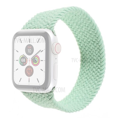 Braided Elastic Nylon Solo Loop Band Strap Wristband for Apple Watch Series 10 42mm / 9 8 7 41mm / 6 5 4 SE SE (2022) SE (2023) 40mm / 3 2 1 38mm (Size: L) - Light Green