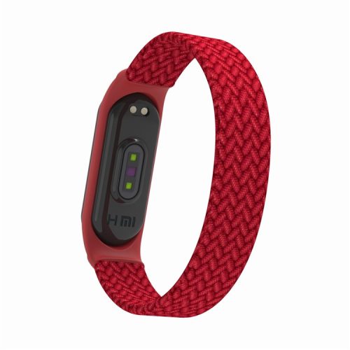 Elastic Nylon Watch Band Replacement Watch Strap (Size: L) for Xiaomi Mi Band 3/4/5 - Red