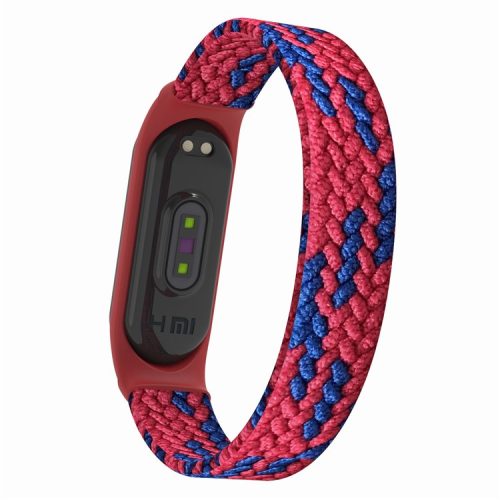 Elastic Nylon Watch Band Replacement Watch Strap (Size: L) for Xiaomi Mi Band 3/4/5 - Red/Blue