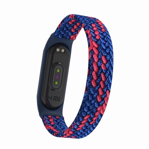 Elastic Nylon Watch Band Replacement Watch Strap (Size: L) for Xiaomi Mi Band 3/4/5 - Blue/Red