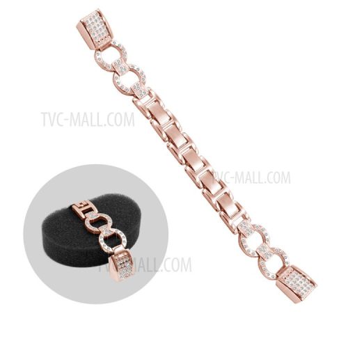 Metal Rhinestone Decor 8-shape Watch Band Strap for Fitbit Alta - Rose Gold