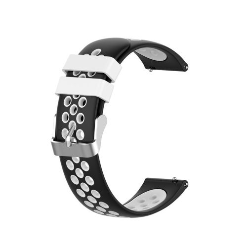 Dual Color Round Holes Silicone Smart Watch Replacement Strap Watchband 22mm for Garmin vivoactive 4S - Black/White