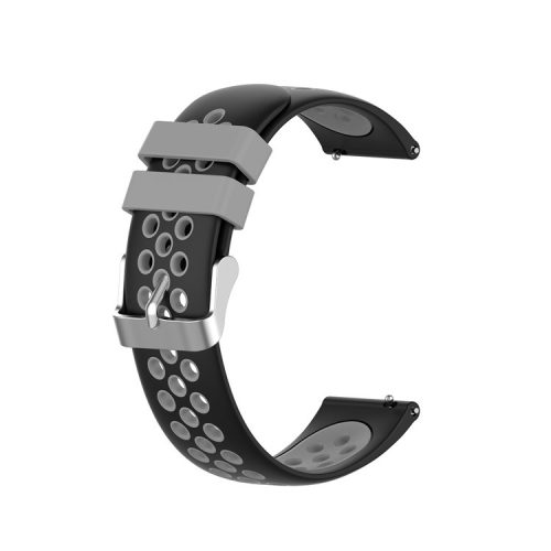 Dual Color Round Holes Silicone Smart Watch Strap Replacement Watchband 18mm for Garmin vivomove 3S/vivoactive 4S - Black/Grey