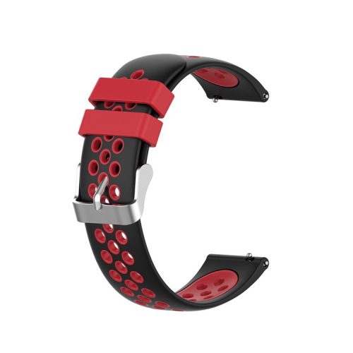 Dual Color Round Holes Silicone Smart Watch Strap Replacement Watchband 18mm for Garmin vivomove 3S/vivoactive 4S - Black/Red