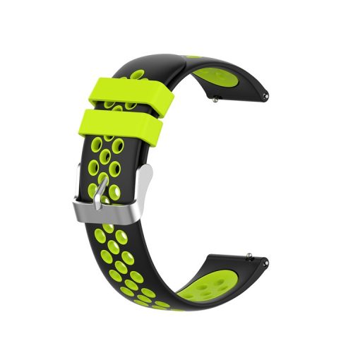 Dual Color Round Holes Silicone Smart Watch Strap Replacement Watchband 18mm for Garmin vivomove 3S/vivoactive 4S - Black/Green