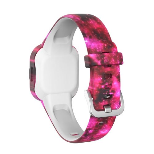 Soft Silicone Smart Watch Strap Replacement Watch Band for GarminFit JR3 - Starry Sky Red