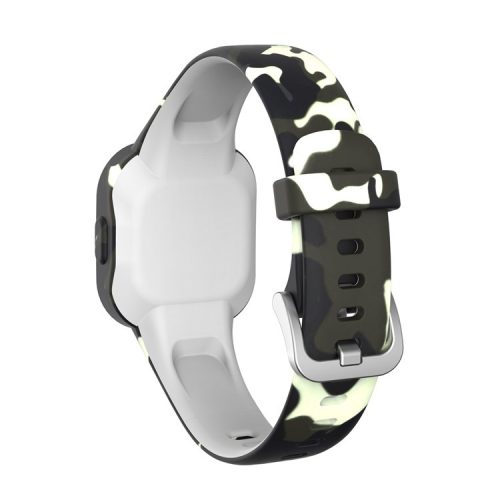 Soft Silicone Smart Watch Strap Replacement Watch Band for GarminFit JR3 - Camouflage Grey/White