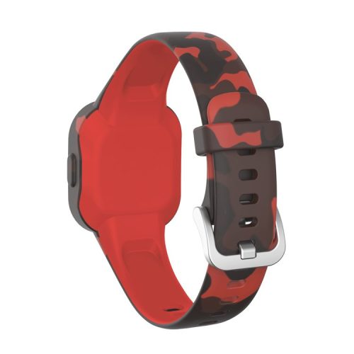 Soft Silicone Smart Watch Strap Replacement Watch Band for GarminFit JR3 - Camouflage Red