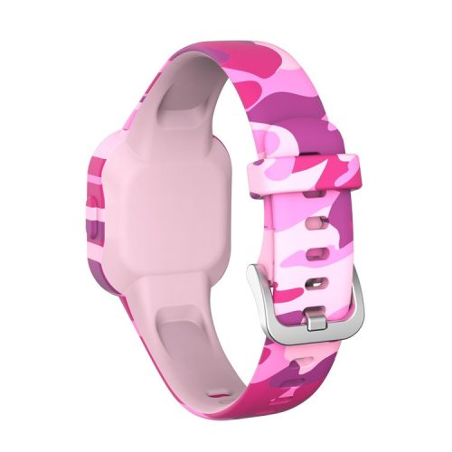 Soft Silicone Smart Watch Strap Replacement Watch Band for GarminFit JR3 - Camouflage Pink