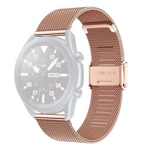 Buckle Design Stainless Steel Fine Mesh Milanese Smart Watch Strap Replacement for Samsung Galaxy Watch3 45mm - Rose Gold