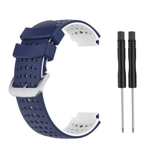 Two Color Silicone Watch Strap Bracelet Wristband Replacement for Garmin Forerunner 735XT 620 630 220 230 235 - Blue / White