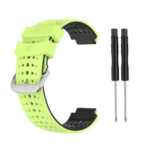 Two Color Silicone Watch Strap Bracelet Wristband Replacement for Garmin Forerunner 735XT 620 630 220 230 235 - Lime / Black