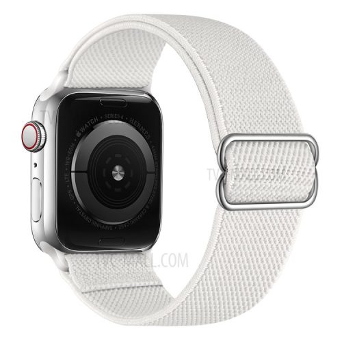 Adjustable Woven Polyester Watchband Wrist Strap Replacement for Apple Watch Series 10 42mm / 9 8 7 41mm / 6 5 4 SE SE (2022) SE (2023) 40mm / 3 2 1 38mm  -  White