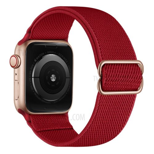 Adjustable Woven Polyester Watchband Wrist Strap Replacement for Apple Watch Series 10 42mm / 9 8 7 41mm / 6 5 4 SE SE (2022) SE (2023) 40mm / 3 2 1 38mm  -  Wine Red