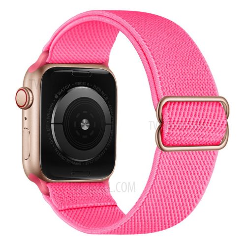 Adjustable Woven Polyester Watchband Wrist Strap Replacement for Apple Watch Series 10 42mm / 9 8 7 41mm / 6 5 4 SE SE (2022) SE (2023) 40mm / 3 2 1 38mm  -  Hot Pink