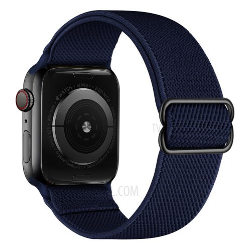 Adjustable Woven Polyester Watchband Wrist Strap Replacement for Apple Watch Series 10 42mm / 9 8 7 41mm / 6 5 4 SE SE (2022) SE (2023) 40mm / 3 2 1 38mm  -  Navy Blue