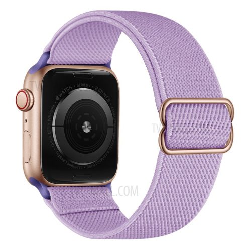 Adjustable Woven Polyester Watchband Wrist Strap Replacement for Apple Watch Series 10 42mm / 9 8 7 41mm / 6 5 4 SE SE (2022) SE (2023) 40mm / 3 2 1 38mm  -  Light Purple