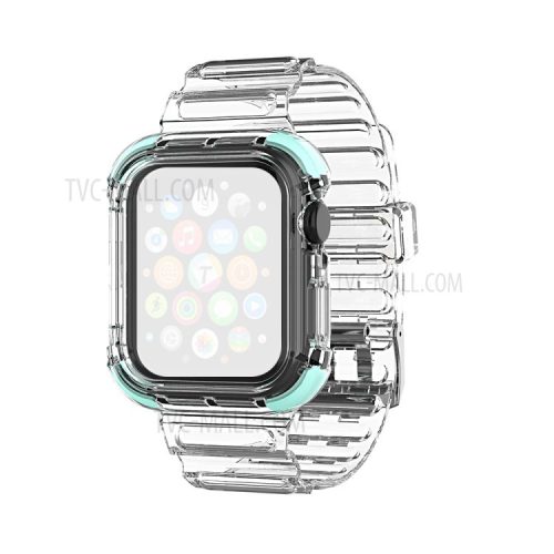 Color Splicing Clear TPU Smart Watch Replacement Strap for Apple Watch Ultra 49mm / Ultra 2 49mm / Series 9 45mm / SE (2023) 44mm / Series 7 / 8 45mm / Series 6 / 5 / 4 / SE / SE (2022) 44mm / Series 3 / 2 / 1 42mm - Green