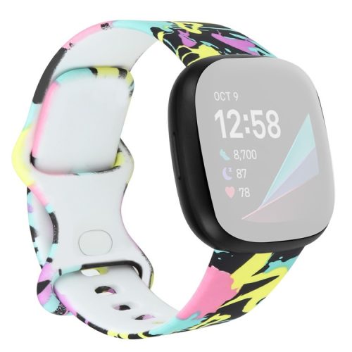 Pattern Printing Design Silicone Watch Band Strap Replacement Size L for Fitbit Versa 3 - Style I