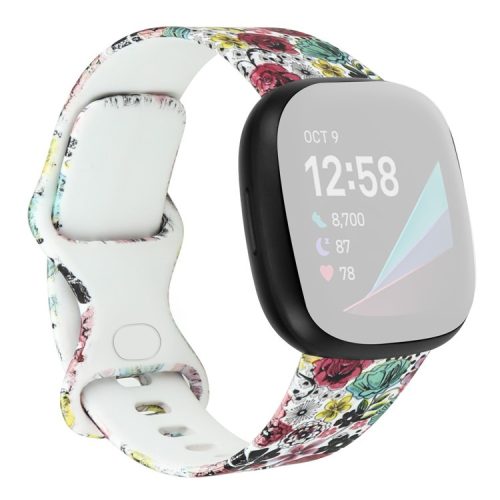 Pattern Printing Design Silicone Watch Band Strap Replacement Size L for Fitbit Versa 3 - Style J