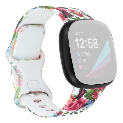 Pattern Printing Design Silicone Watch Band Strap Replacement Size L for Fitbit Versa 3 - Style K