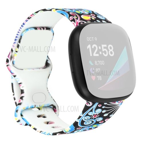 Pattern Printing Design Silicone Watch Band Strap Replacement Size S for Fitbit Versa 3 - Style E