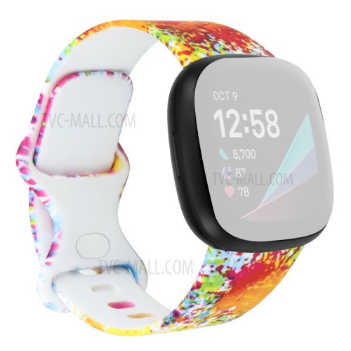 Pattern Printing Design Silicone Watch Band Strap Replacement Size S for Fitbit Versa 3 - Style F