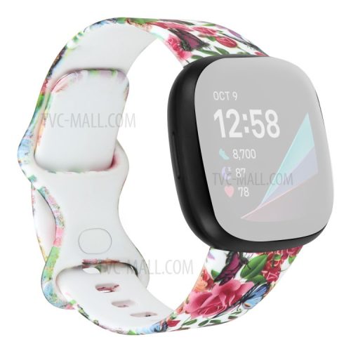 Pattern Printing Design Silicone Watch Band Strap Replacement Size S for Fitbit Versa 3 - Style K