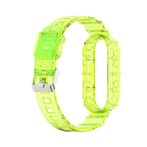 Transparent TPU Watchband Strap Integrated Wristband Replacement for Xiaomi Band 5/6 - Fluorescent Green