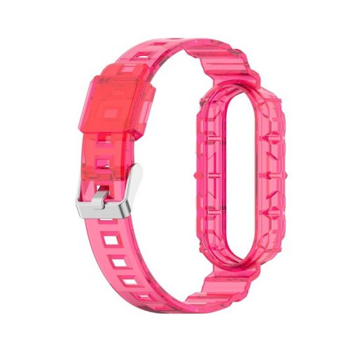 Transparent TPU Watchband Strap Integrated Wristband Replacement for Xiaomi Band 5/6 - Rose