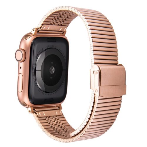 Buckle Design Stainless Steel Smart Watch Strap Replacement for Apple Watch Series 10 42mm / 9 8 7 41mm / 6 5 4 SE SE (2022) SE (2023) 40mm / 3 2 1 38mm  - Rose Gold