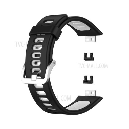 Soft Silicone Dual Color Watch Strap for Huawei Watch Fit - Black/White