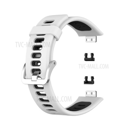 Soft Silicone Dual Color Watch Strap for Huawei Watch Fit - White/Black