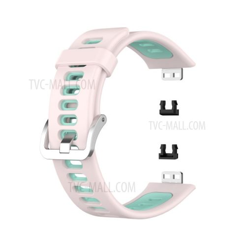 Soft Silicone Dual Color Watch Strap for Huawei Watch Fit - Pink/Teal