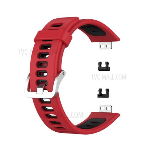 Soft Silicone Dual Color Watch Strap for Huawei Watch Fit - Red/Black