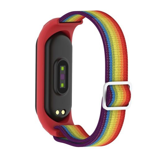 Elastic Nylon Smart Watch Strap Replacement Watchband for Xiaomi Mi Band 3/4/5/6 - Rainbow