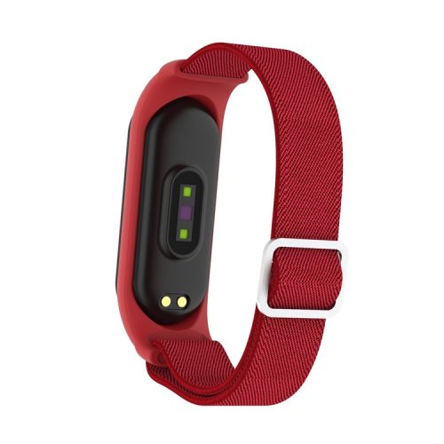 Elastic Nylon Smart Watch Strap Replacement Watchband for Xiaomi Mi Band 3/4/5/6 - Red