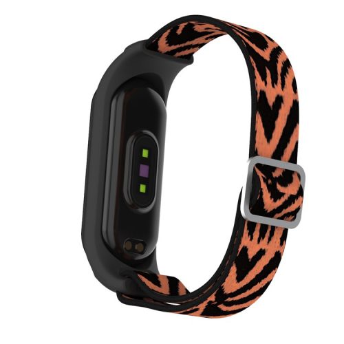 Elastic Nylon Smart Watch Strap Replacement Watchband for Xiaomi Mi Band 3/4/5/6 - Leopard Texture