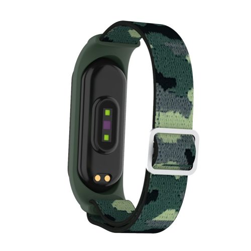 Elastic Nylon Smart Watch Strap Replacement Watchband for Xiaomi Mi Band 3/4/5/6 - Camouflage