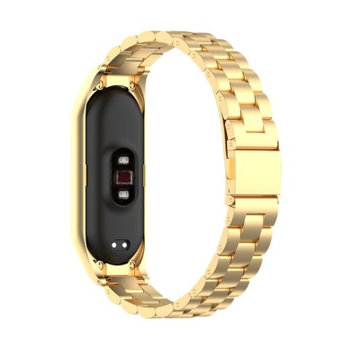 Stainless Steel Replacement Smart Watch Strap Watchband for Xiaomi Mi Band 5/6 - Gold