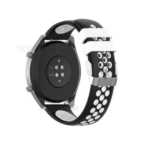 Dual Color Soft Silicone Smart Watch Replacement Strap 22mm for HUAWEI Watch GT2 46mm - Black/White