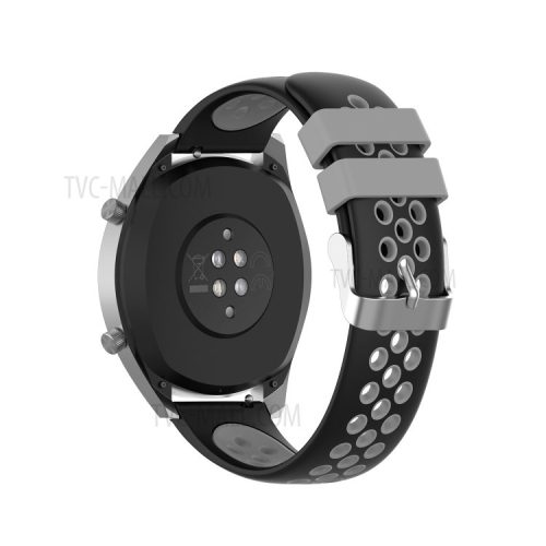 Dual Color Soft Silicone Smart Watch Replacement Strap 22mm for HUAWEI Watch GT2 46mm - Black/Grey