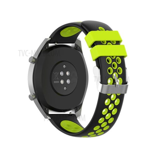 Dual Color Soft Silicone Smart Watch Replacement Strap 22mm for HUAWEI Watch GT2 46mm - Black/Green