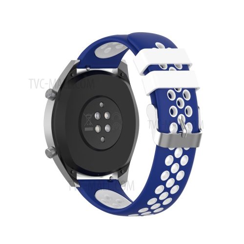 Dual Color Soft Silicone Smart Watch Replacement Strap 22mm for HUAWEI Watch GT2 46mm - Blue/White