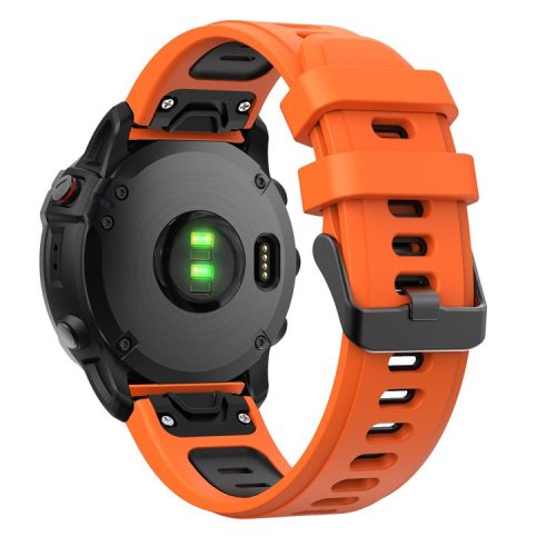 Dual Color Quick Release Silicone Replacement Watchband Bracelet Strap for Garmin Fenix 7X/6X Sapphire GPS/6X Pro/6X GPS/5X GPS/5X Plus - Orange / Black