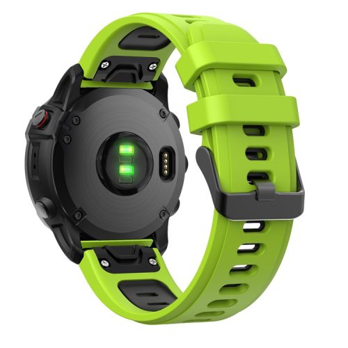 Dual Color Quick Release Silicone Replacement Watchband Bracelet Strap for Garmin Fenix 7X/6X Sapphire GPS/6X Pro/6X GPS/5X GPS/5X Plus - Lime / Black